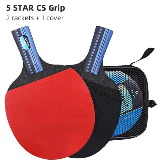 5/6 Star Table Tennis Racket 2PCS Professional Ping Pong Racket Set Pimples-In Rubber Hight Quality Blade Bat Paddle with Bag